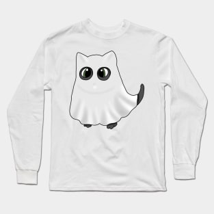 Black cat in a Ghost costume Long Sleeve T-Shirt